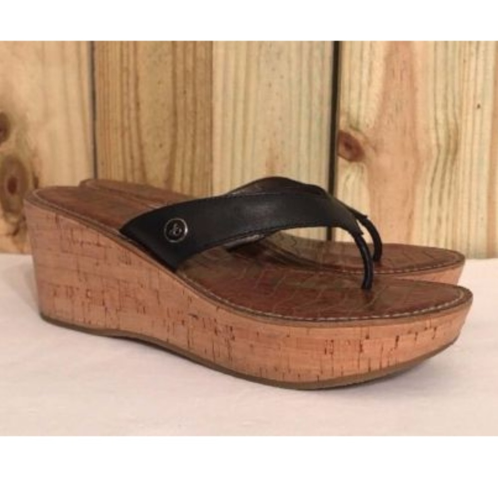 Sam Edelman Sandal Wedge T-Strap Black Size 8M